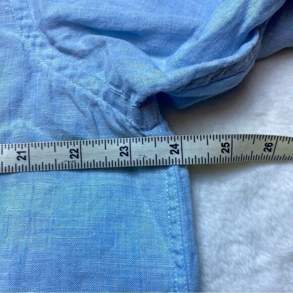 Peter Millar Light Blue 100% Linen Long Sleeve Button Down Shirt Size Medium - Picture 9 of 11